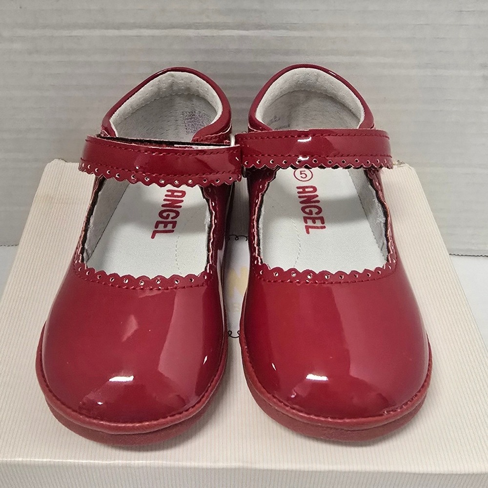 Angel Baby Red Patent Leather Scalloped Mary Jane Shoes Toddler Size 5 NWT